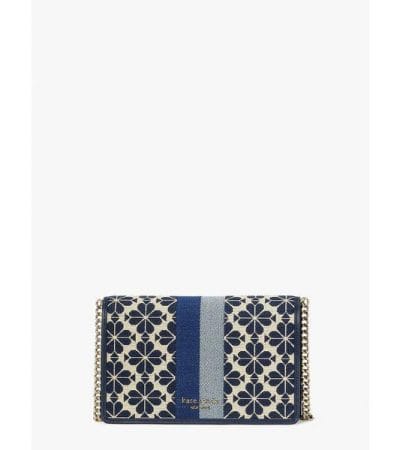 Fashion 4 - Spade Flower Jacquard Stripe Chain Wallet