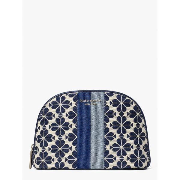 Fashion 4 - Spade Flower Jacquard Stripe Large Dome Cosmetic Case