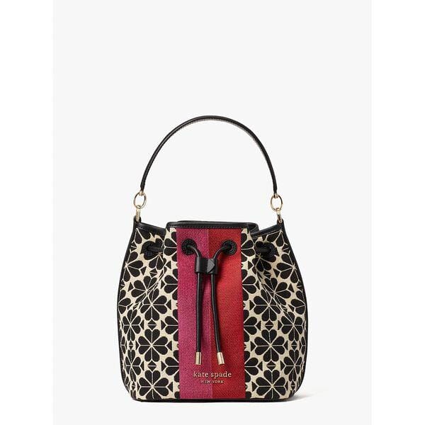 Fashion 4 - Spade Flower Jacquard Stripe Medium Bucket Bag