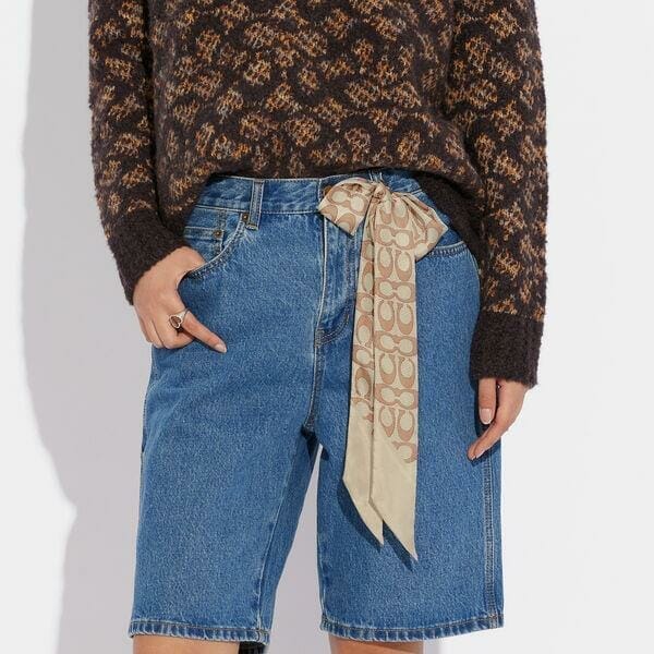 Fashion 4 - Vintage Signature Print Silk Skinny Scarf