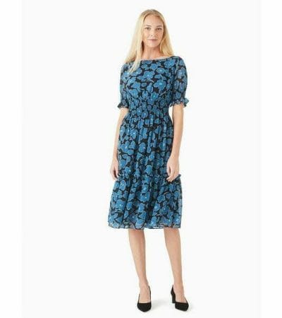 Fashion 4 - Whimsical Floral Puff Sleeve Blaire Midi Dress