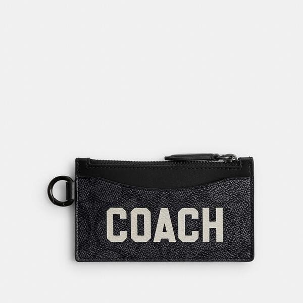 Fashion 4 - Zip Card Case In Signature Canvas With Coach Graphic