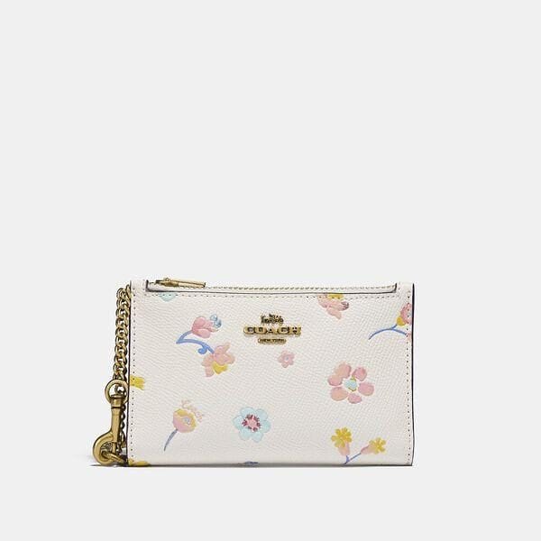 Fashion 4 - Zip Chain Card Case With Watercolor Floral Print