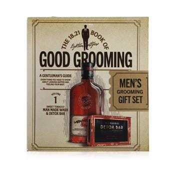 OJAM Online Shopping - 18.21 Man Made Book of Good Grooming Gift Set Volume 1: Sweet Tobacco (Wash 532ml + Detox Bar 198g) 2pcs Men's Skincare