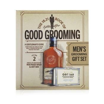 OJAM Online Shopping - 18.21 Man Made Book of Good Grooming Gift Set Volume 2: Absolute Mahogany (Wash 532ml  + Grit Bar 198g ) 2pcs Men's Skincare