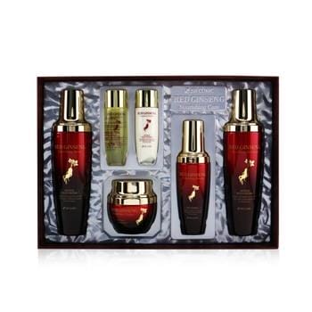 OJAM Online Shopping - 3W Clinic Red Ginseng Nourishing Skin Care Set: Toner 130ml+ Emulsion 130ml+ Serum 50ml+ Cream 55g+ Toner 30ml+ Emulsion 30ml 6pcs Skincare