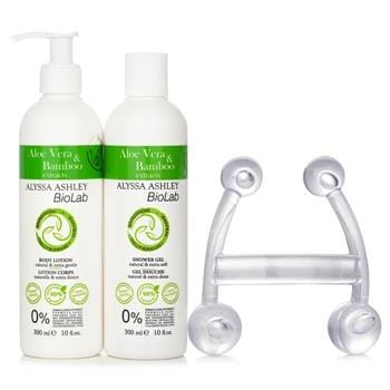 OJAM Online Shopping - Alyssa Ashley Biolab Aloe Vera & Bamboo Body Lotion + Shower Gel +Massager 3pcs Skincare