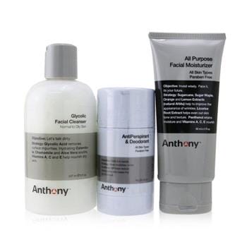 OJAM Online Shopping - Anthony Basic Kit With AntiPerspirant & Deodorant: Cleanser 237ml + Moisturizer 90ml + Deodorant 70g 3pcs Men's Skincare