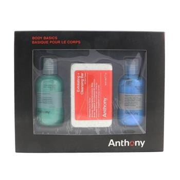 OJAM Online Shopping - Anthony Body Basics Kit: Invigorating Rush Hair+Body Wash 100ml + Exfoliating + Cleansing Bar 198g + Blue Sea kelp Body Scrub 100ml 3pcs Men's Skincare