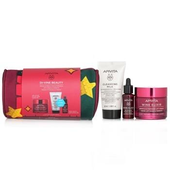 OJAM Online Shopping - Apivita Di-Vine Beauty (Wine Elixir- Light Texture) Gift Set: Wrinkle Lift Cream 50ml+ Face Oil 10ml+ Cleansing Milk 50ml+Pouch(Exp. Date: 4/2024) 3pcs+1pouch Skincare