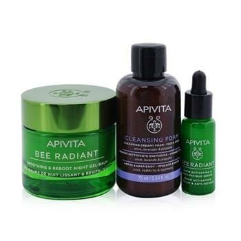 OJAM Online Shopping - Apivita Fresh & Glow (Bee Radiant- Night) Gift Set: Night Gel-Balm 50ml+ Serum 10ml+ Cleansing Creamy Foam 75ml+ Pouch (Exp. Date: 05/2024) 3pcs+1pouch Skincare