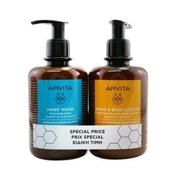 OJAM Online Shopping - Apivita Gentle Hands Cleansing & Hydrating Set: Mild Hand Wash 300ml+ Moisturizing Hand & Body Lotion 300ml 2pcs Skincare