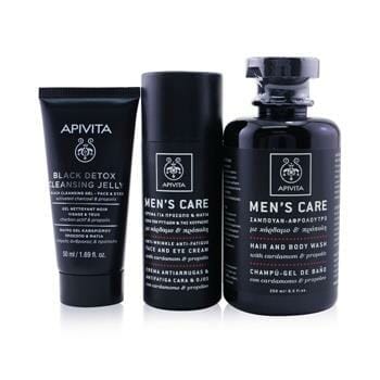 OJAM Online Shopping - Apivita That's My Man Face & Body Treatment Set: Hair & Body Wash 250ml + Face & Eye Cream 50ml + Black Cleansing Gel 50ml 3pcs Men's Skincare