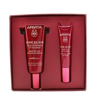 OJAM Online Shopping - Apivita Wine Elixir Wrinkle Reduction & Firmness Gift Set: Day Cream SPF 30 40ml+ Eye & Lip Cream 15ml 2pcs Skincare