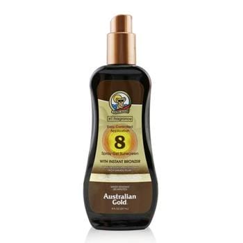 OJAM Online Shopping - Australian Gold Spray Gel Sunscreen SPF 8 with Instant Bronzer 237ml/8oz Skincare