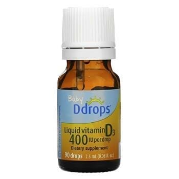 OJAM Online Shopping - Baby DDrops liquid vitamin D3 400 International units - 90 drops (2.5ml) 2.5ml Supplements
