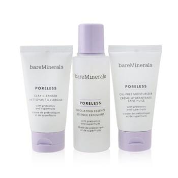 OJAM Online Shopping - BareMinerals Poreless At Any Age Starter Kit: Clay Cleanser 30ml+ Exfoliating Essence 50ml+ Oil-Free Moisturizer 30ml 3pcs Skincare