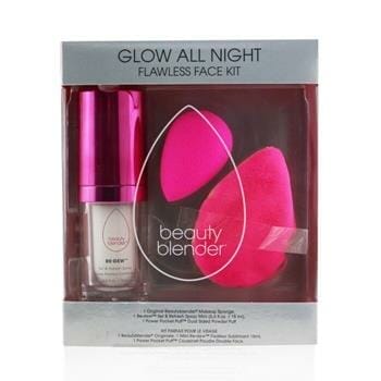 OJAM Online Shopping - BeautyBlender Glow All Night Flawless Face Kit: 1x Original Beautyblender + 1x Re-Dew Set & Refresh Spray Mini + 1x Power Pocket Puff 3pcs Make Up