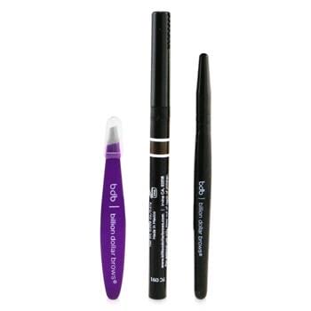 OJAM Online Shopping - Billion Dollar Brows Jet Setter Kit (Mini Universal Brow Pencil + Mini Tweezer + Mini Spoolie Brush + Travel Bag) 3pcs+1bag Make Up