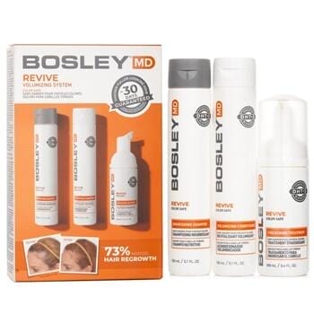 OJAM Online Shopping - Bosley MD BosRevive Volumizing Color Safe Kit: Nourishing Shampoo 5.1oz+Volumizing Conditioner 5.1oz+Leave In Treatment 3.4oz 3pcs Hair Care