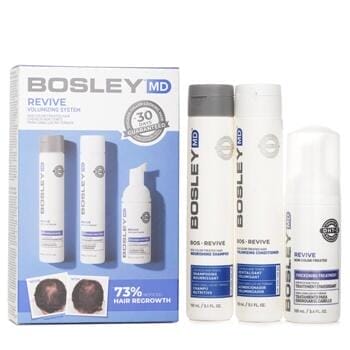 OJAM Online Shopping - Bosley MD BosRevive Volumizing Non Color Treated Kit: Nourishing Shampoo 5.1oz+ Volumizing Conditioner 5.1oz+ Treatment 3.4oz 3pcs Hair Care