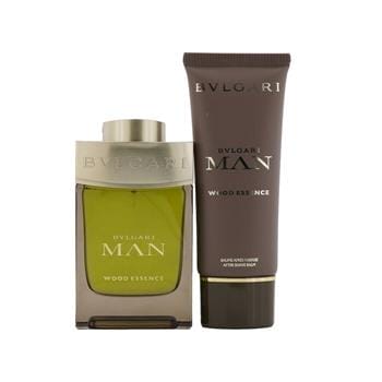 OJAM Online Shopping - Bvlgari Man Wood Essence Coffret: Eau De Parfum Spray 100ml/3.4oz + After Shave Balm 100ml/3.4oz + Pouch 2pcs+Pouch Men's Fragrance