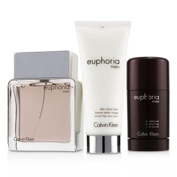 OJAM Online Shopping - Calvin Klein Euphoria Men Coffret: Eau De Toilette Spray 100ml/3.4oz + Deodorant Stick 75g/2.6oz +After Shave Balm 100ml/3.4oz (Green Box) 3pcs Men's Fragrance