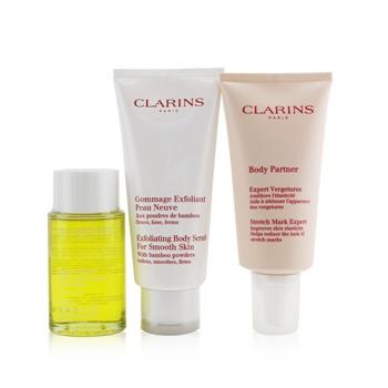 OJAM Online Shopping - Clarins A Beautiful Pregnancy Set: Body Partner 175ml+ Exfoliating Body Scrub 200ml+ Body Treatment Oil-Tonic 100ml 3pcs Skincare