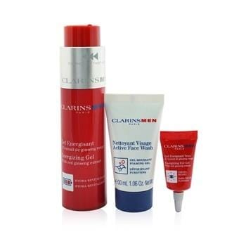 OJAM Online Shopping - Clarins Clarinsmen Energizing Essentials Set: Energizing Gel 50ml + Active Face Wash 30ml + Energizing Eye Gel 3ml + Bag 3pcs+1bag Men's Skincare