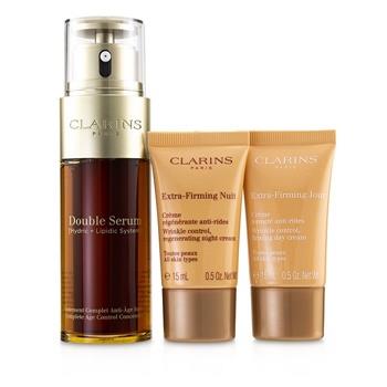 OJAM Online Shopping - Clarins Double Serum Extra-Edition Set: Double Serum 50ml + Extra-Firming Day Cream 15ml + Extra-Firming Night Cream 15ml 3pcs Skincare