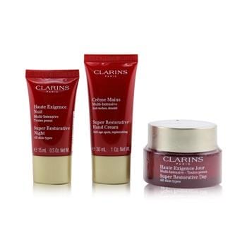 OJAM Online Shopping - Clarins Super Restorative Collection: Day Cream 50ml/1.7oz + Night Cream 15ml/0.5oz + Hand Cream 30ml/1oz + Bag 3pcs+1bag Skincare