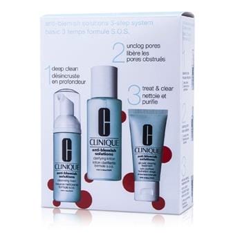 OJAM Online Shopping - Clinique Anti-Blemish Solutions 3-Step System: Cleansing Foam + Clarifying Lotion + Clearing Treatment 3pcs Skincare