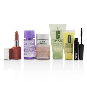 OJAM Online Shopping - Clinique Travel Set: M/U Remover 30ml+Facial Soup 30ml+Moisture Surge 15ml+DDML 15ml+Moisture Cream 7ml+Mascara 2.5ml+Lip Color 2.3g 7pcs Skincare