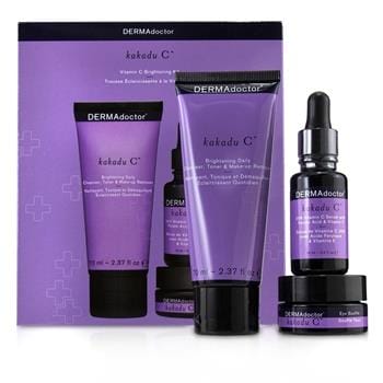 OJAM Online Shopping - DERMAdoctor Kakadu C Vitamin C Brightening Kit: Daily Cleanser 70ml + 20% Vitamin C Serum 15ml + Eye Souffle 15ml 3pcs Skincare