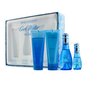 OJAM Online Shopping - Davidoff Cool Water Coffret: Eau De Toilette Spray 50ml/1.7oz + Eau De Toilette Spray 15ml/0.5oz + Body Lotion 75ml/2.5oz + Shower Gel 75ml/2.5oz 4pcs Ladies Fragrance