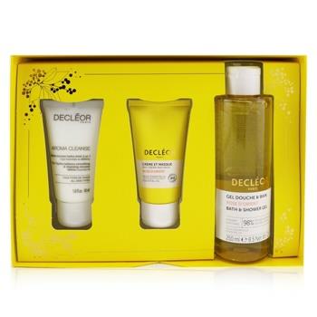 OJAM Online Shopping - Decleor Infinite Soothing Rose Damascena Skincare Set: Aroma Cleanse Cleansing Mousse+ Day Cream & Mask+ Bath & Shower Gel 3pcs Skincare