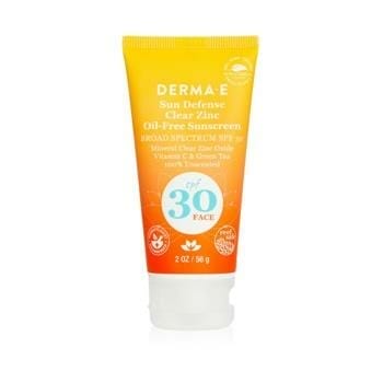 OJAM Online Shopping - Derma E Sun Defense Clear Zinc Oil Free Sunscreen SPF 30 - Face 56g/2oz Skincare