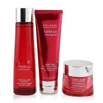 OJAM Online Shopping - Estee Lauder Nutritious Super-Pomegranate Overnight Radiance Collection: Cleansing Foam 125ml+Lotion Intense Moist 200ml+Night Creme 50ml 3pcs Skincare