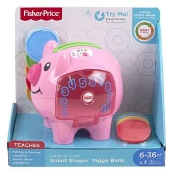 OJAM Online Shopping - Fisher-Price Count & Learn Piggy Bank includes Smart Stages™ Technology 16x27x24cm Toys