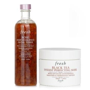 OJAM Online Shopping - Fresh Fresh Black Tea Instant Perfecting Mask + Rose Deep Hydration Facial Toner 2pcs Skincare