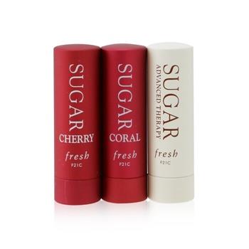 OJAM Online Shopping - Fresh Sugar Lip Treatment Trio Set: 1x Sugar Lip Treatment Advanced Therapy - 2.2g/0.07oz + 2x Mini Sugar Lip Treatment SPF 15 (#Coral + #Cherry) 3x2.2g/0.07oz Skincare