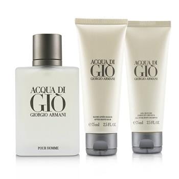 OJAM Online Shopping - Giorgio Armani Acqua Di Gio Coffret: Eau De Toilette Spray 100ml/3.4oz + All Over Bod Shampoo 75ml/2.5oz + After Shave Balm 75ml/2.5oz 3pcs Men's Fragrance