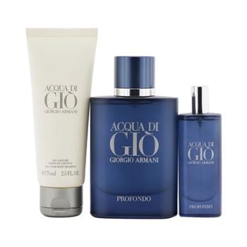 OJAM Online Shopping - Giorgio Armani Acqua Di Gio Profondo Coffret: Eau De Parfum Spray 75ml/2.5oz + Eau De Parfum Spray 15ml/0.5oz + All Over Body Shampoo 75ml/2.5oz 3pcs Men's Fragrance