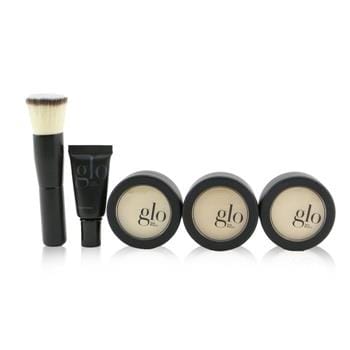 OJAM Online Shopping - Glo Skin Beauty Meet Your Match 3 Step Foundation Kit (Face Primer + 2x Pressed Base + Perfecting Powder + Mini Kabuki Brush) - # Golden (Medium / Dark) 5pcs Make Up