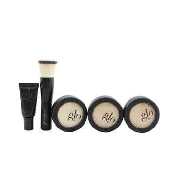 OJAM Online Shopping - Glo Skin Beauty Meet Your Match 3 Step Foundation Kit (Face Primer + 2x Pressed Base + Perfecting Powder + Mini Kabuki Brush) - # Honey (Light / Medium) 5pcs Make Up