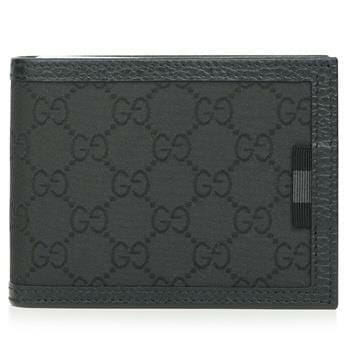 OJAM Online Shopping - Gucci Canvas Web Tab GG Guccissima Trifold Wallet 217044 Black Luxury