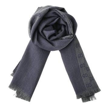 OJAM Online Shopping - Gucci HALF GG LOGO WOOL SCARF 344994 Black Luxury