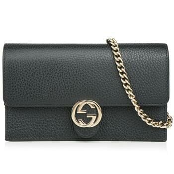 OJAM Online Shopping - Gucci Icon GG Interlocking Wallet On Chain  Black Crossbody Bag 615523 Black Luxury