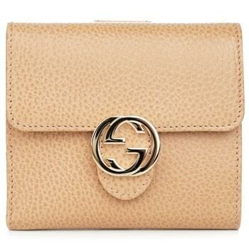 OJAM Online Shopping - Gucci Interlock GG Bifold Leather Wallet 615525 Light Camel Luxury