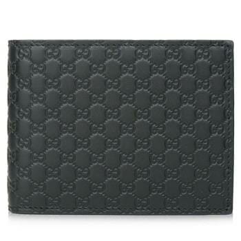 OJAM Online Shopping - Gucci Leather Micro GG Guccissima Trifold Wallet 217044 Black Luxury